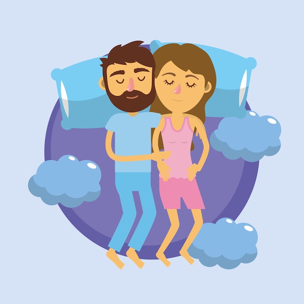 Vecteur couple dormant ensemble avec de bons rêves