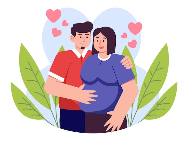 Un couple enceinte étreint l'illustration de la journée des parents