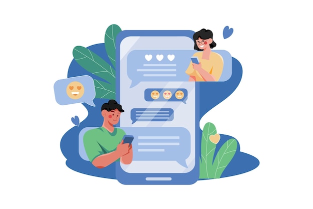 Couple faisant une conversation sur une application de rencontres