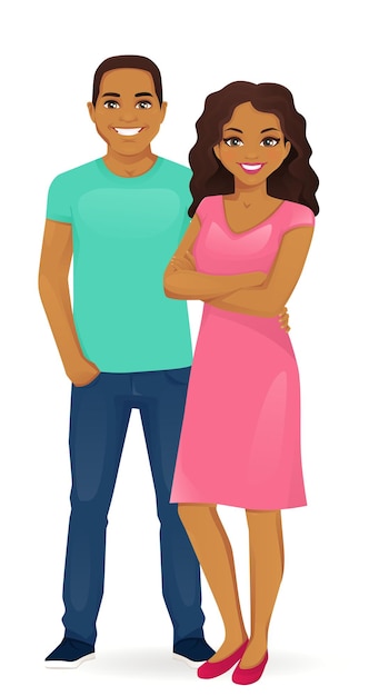 Couple De Jeunes. Homme Et Femme Isolé Illustration Vectorielle