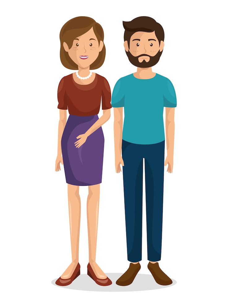 Vecteur couple de jeunes parents