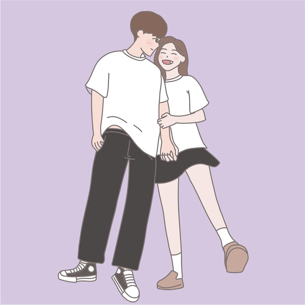 Vecteur un couple de mains dans ses bras dans le style de pop inspiré de dessins animés violet clair et noir clair schoo