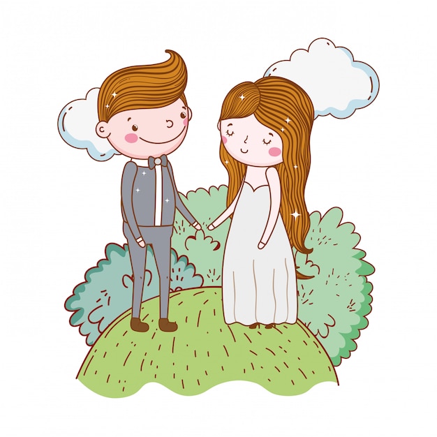 Couple Mariage Mignon Dessin Animé