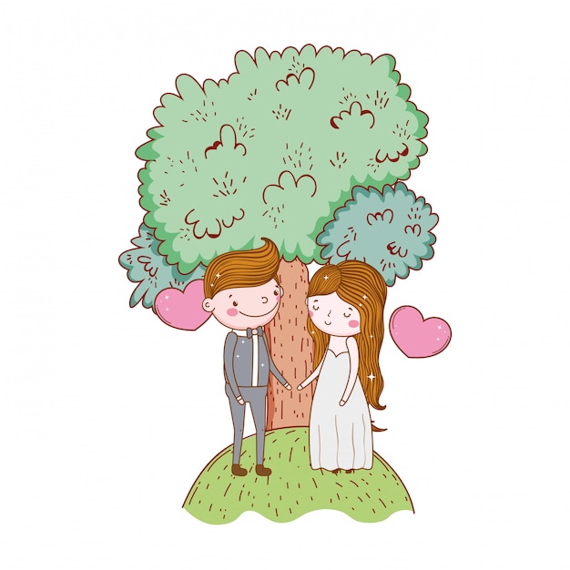 Couple Mariage Mignon Dessin Animé