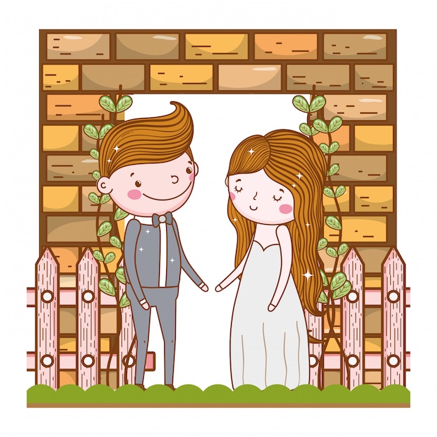 Vecteur couple mariage mignon dessin animé