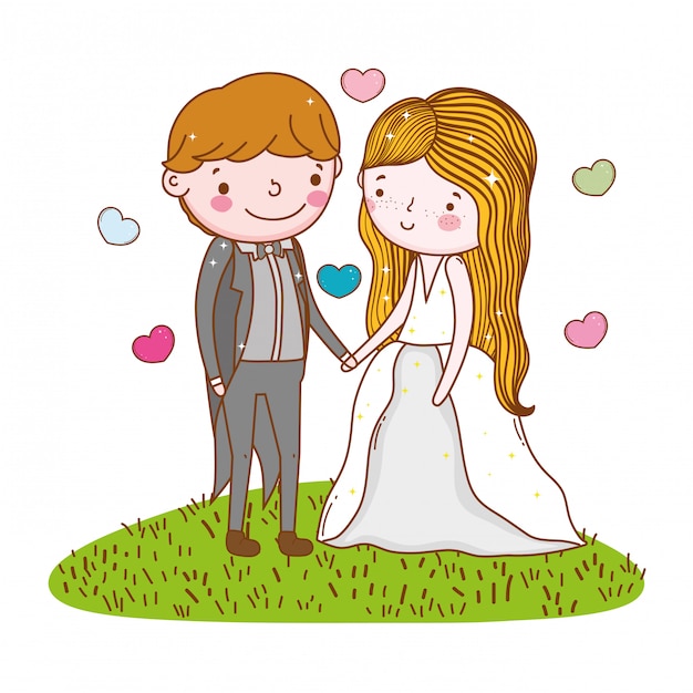 Couple Mariage Mignon Dessin Animé