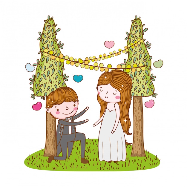 Couple Mariage Mignon Dessin Animé