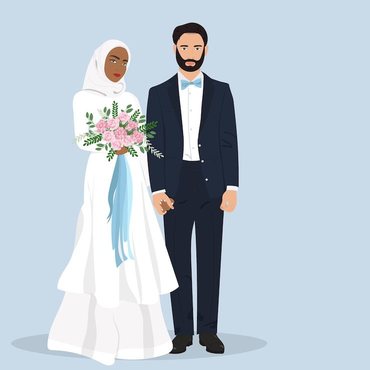 Vecteur couple de mariage musulman