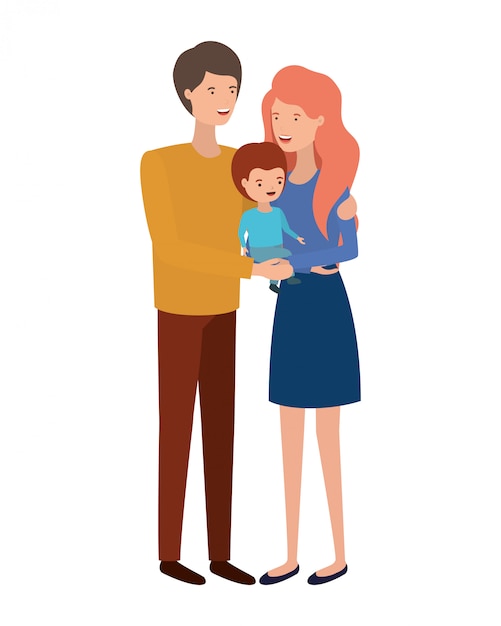 Couple De Parents Avec Personnage Avatar Fils