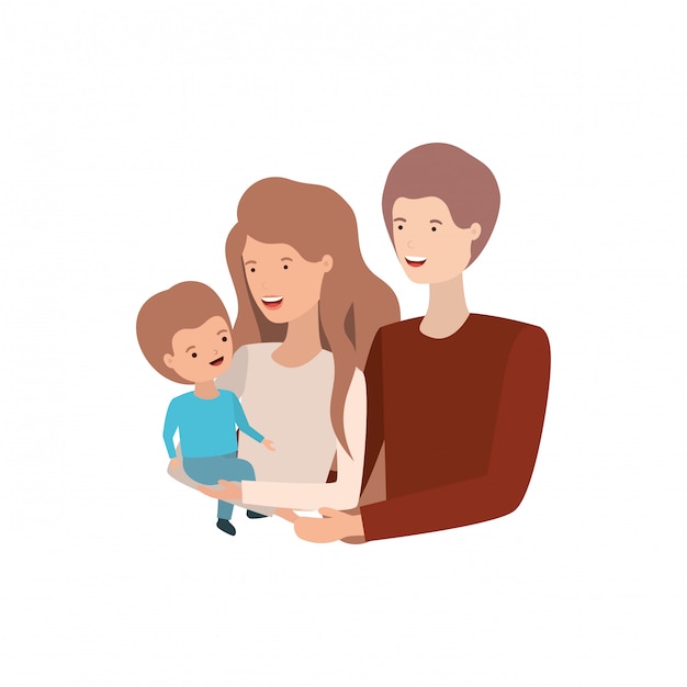 Couple de parents avec personnage avatar fils