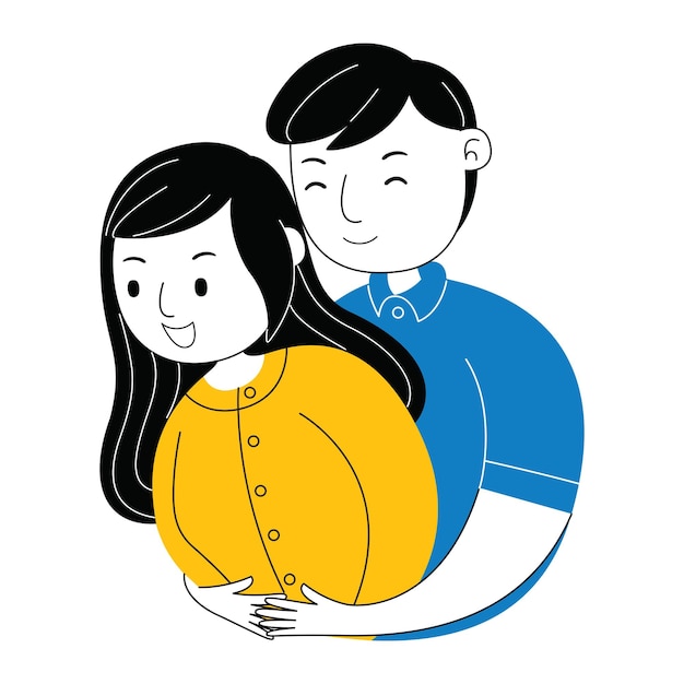 Couple, Plat, Saint-valentin, Illustration