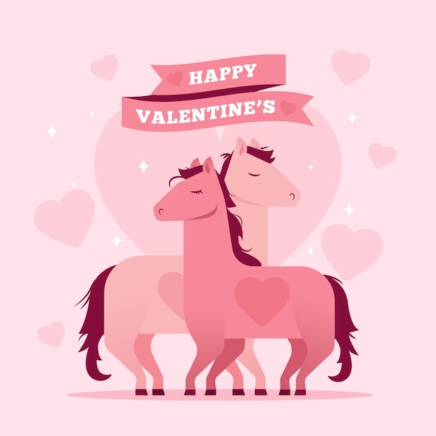 Couple de poney mignon saint valentin