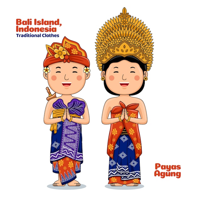 Un Couple Porte Des Salutations Traditionnelles En Tissu Bienvenue à Bali