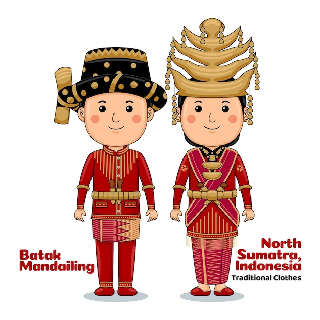 Couple porter Batak Mandailing, Nord de Sumatra, vêtements traditionnels indonésiens