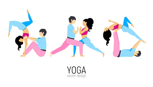 Vecteur couple pratiquant le yoga