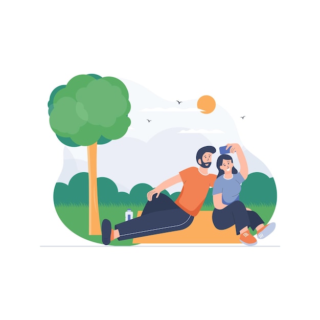 Couple prenant illustration de concept de selfie