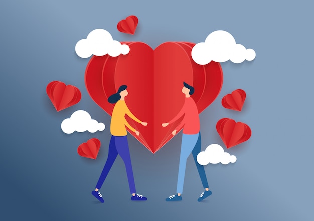 Couple romantique avec design d'amour