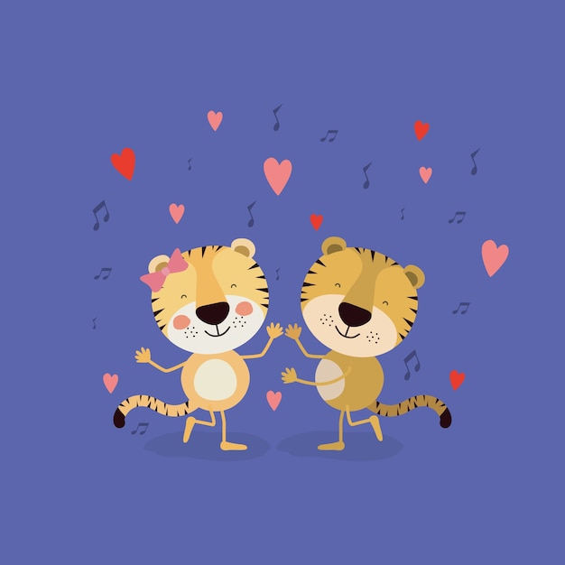 Couple De Tigres Danser Dans L'amour