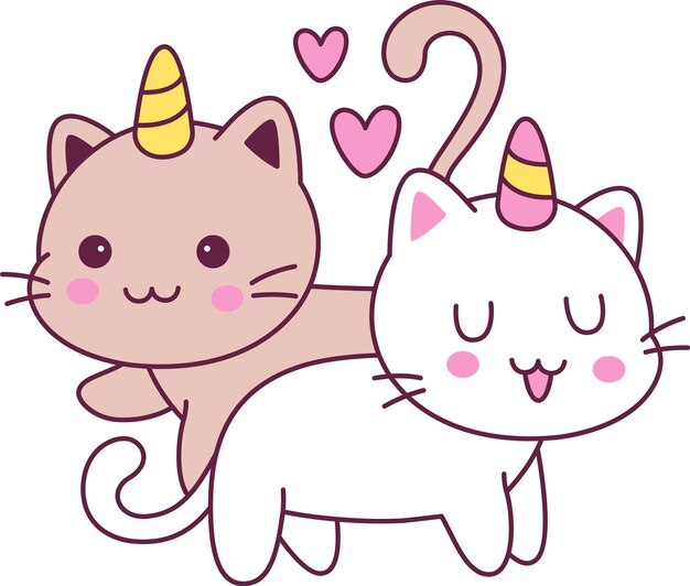 Vecteur un couple de unicorns de chats