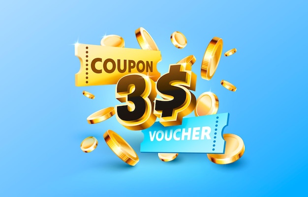 Coupon De 3 Dollars Bon Cadeau Cash Back Bannière Offre Spéciale