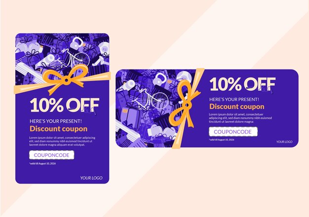 Vecteur coupon de réduction 10% cadeau fitness