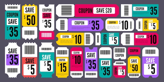 Coupon De Réduction Bon Cadeau Isolé Pour Entreprise Ensemble De Coupons Promotionnels