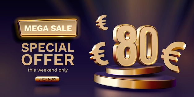 Coupon Spécial Chèque En Euros Bannière Illustration Vectorielle D'une Offre Spéciale