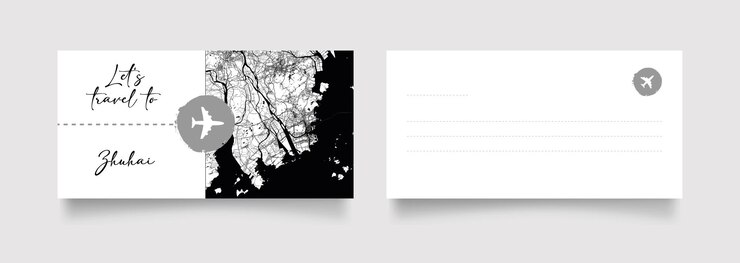 Vecteur coupon de voyage en asie chine zhuhai carte postale illustration vectorielle