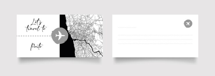 Vecteur coupon de voyage vers l'europe portugal porto illustration vectorielle de carte postale