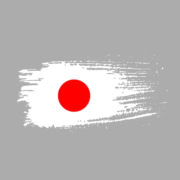 Vecteur les coups de pinceau du japon ont peint l'icône du drapeau national du pays texture peinte