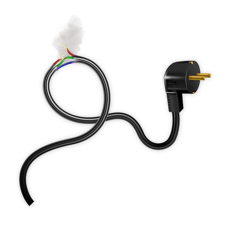 Vecteur courant électrique et fumée de câble endommagé