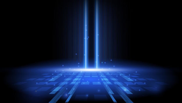 Courbe arrondie ligne bleue tunnel sombre de lumières pour les panneaux de commerce électronique publicité pour les achats au détail publicités pour les agences commerciales campagne marketing e-mail newsletter pages de destination en-tête créatif panneau d'affichage
