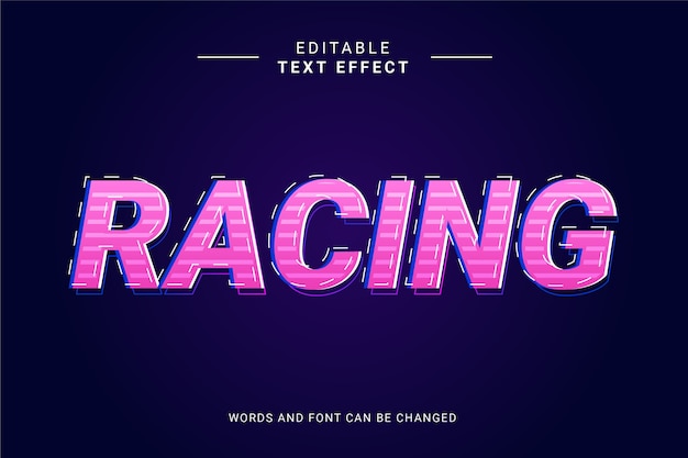 Coureur De Course à Effet De Texte Avec Ligne Et Dégradé De Couleur Violet Rose