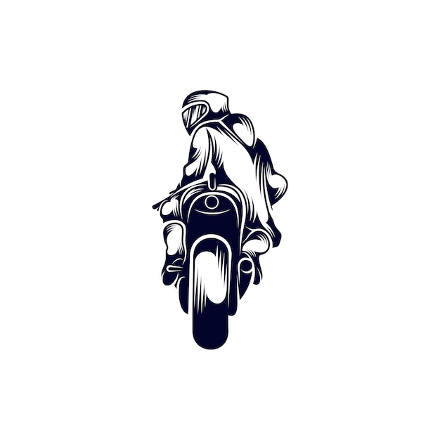 Coureur De Moto Sport Logo Design Silhouette Vectorielle De L'illustration Du Modèle De Coureur De Moto