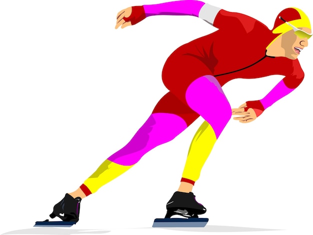 Coureur de patinage de vitesse Vector illustration 3d