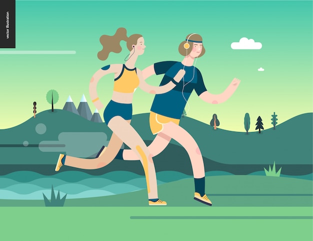 Coureurs - homme et femme faisant de l'exercice
