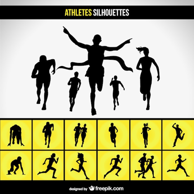 Vecteur courir course silhouette ensemble