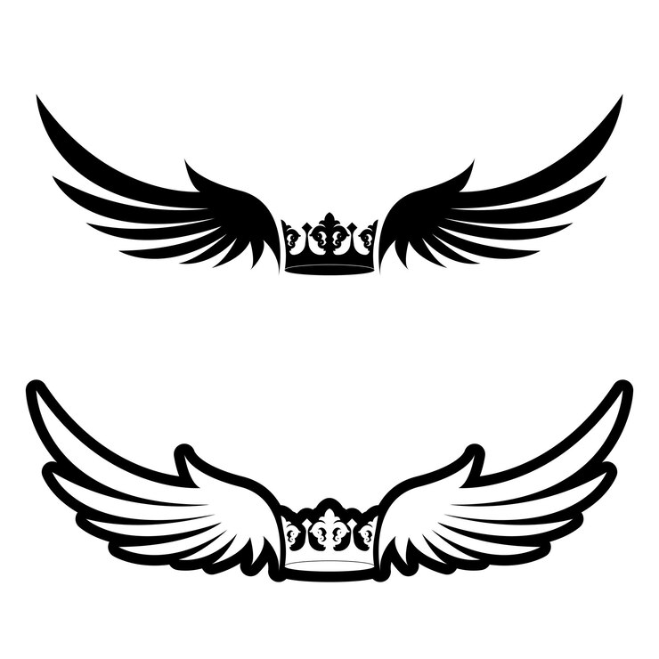 Vecteur couronne ailée logo doré illustration vectorielle