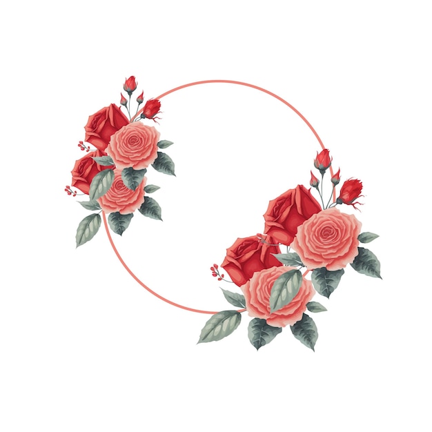 Vecteur couronne d'aquarelle florale avec des cercles