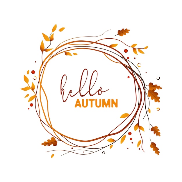 Couronne D'automne Avec Feuilles Et Baies. Illustration Vectorielle Avec Couronne D'automne