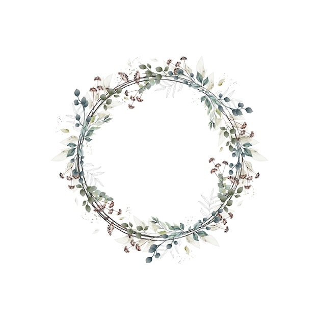 Couronne De Cercle De Fleurs Séchées Dans Un Style Aquarelle Sur Fond Blanc Illustration Vectorielle Pour Cartes