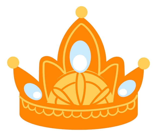 Couronne de dessin animé mignon symbole de majesté royale d'or isolé sur fond blanc
