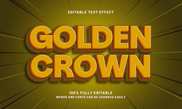 couronne dorée effet de texte modifiable avec un champion gagnant et un thème de victoire