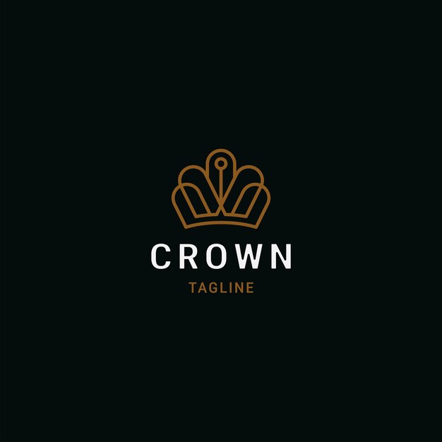 Couronne dorée linéaire premium avec modèle de logo de style plat