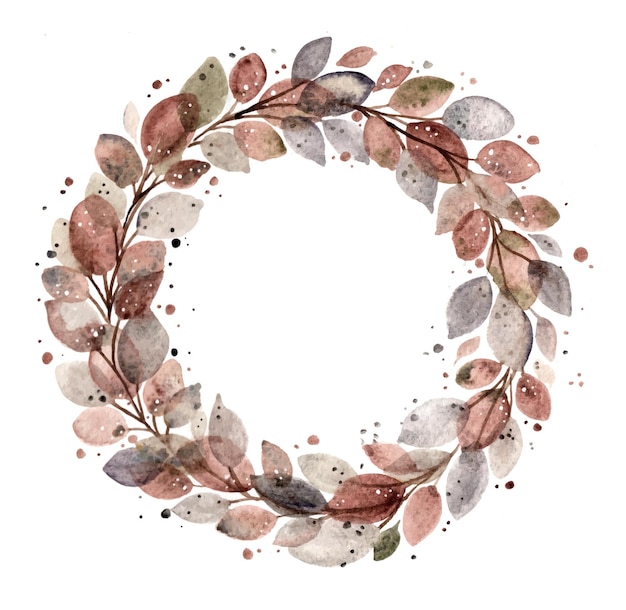 Couronne De Feuilles Aquarelle