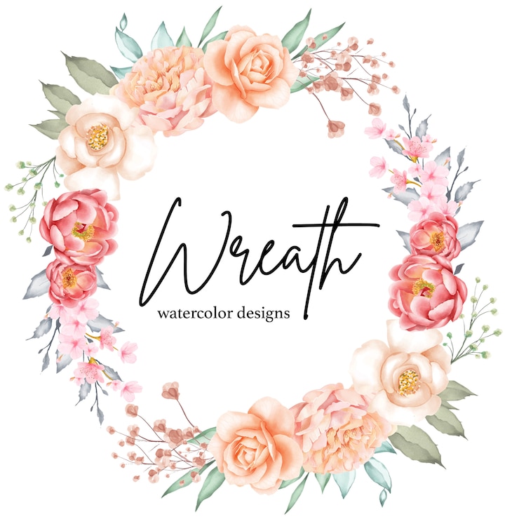 Vecteur couronne florale aquarelle avec des fleurs et des feuilles