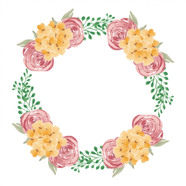 Couronne florale aquarelle pour cadre de décoration