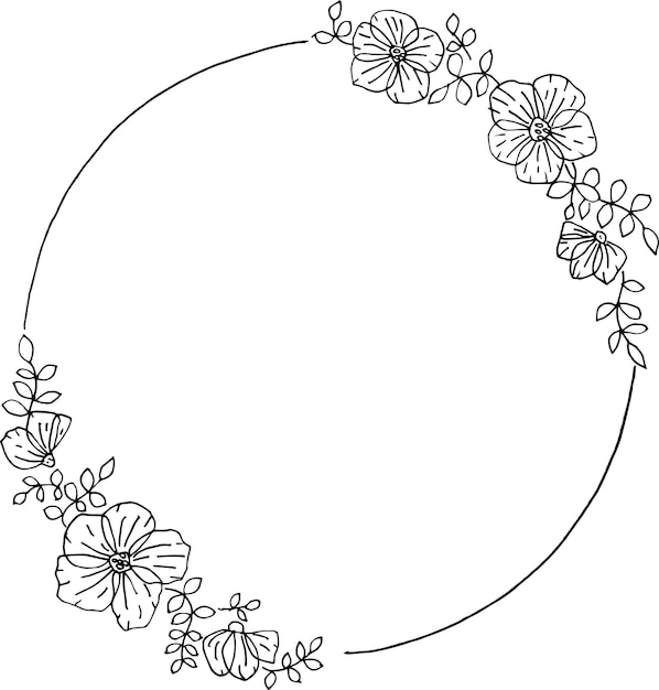 Couronne Florale Dessinée à La Main Avec Des Cercles