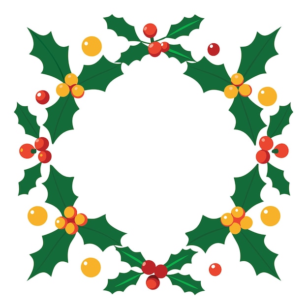 une couronne de holly et de holly avec un fond blanc