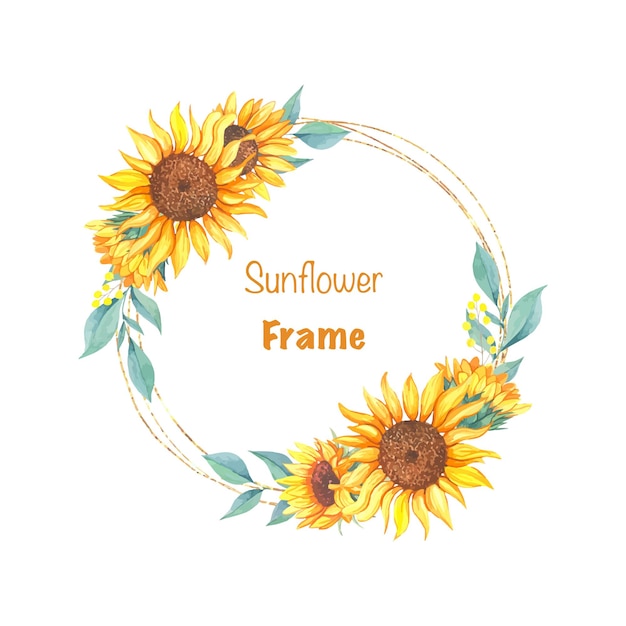 Couronne Avec Illustration Aquarelle De Tournesols Isolée